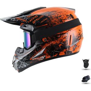 Youth Dirt Bike Helmet DOT Approved Dirtbike Helmets for Kids ATV Helmets with Goggles, Gloves & Mask, for Dirt Bike, ATV, BMX Off-Road