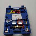 Orion Motor Tech AC Gauges, AC Manifold Gauge Set for R134a R12 R22 R502, 3 Way Automotive AC Gauge Set with Anti shock Gauges Hoses Couplers Adapter, Puncturing Can Tap Freon Recharge Kit