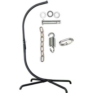 Hanging Egg Chair Stand Only, Hammock Chair C-Stand with Hanging Chain, Snap Hook, Pin Plug, Spring for Patio Macrame Hammock Swinging Chair 440lbs Capacity (Black)
