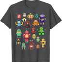 Cute Retro Colorful Robot Collection T-Shirt T-Shirt (XS, Dark Heather Grey)