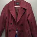 CHOUYATOU Women's Winter Loose Fit Cropped Wool Coat Double Breasted Dressy Short Blazer Jacket Peacoat (Medium, Burgundy)