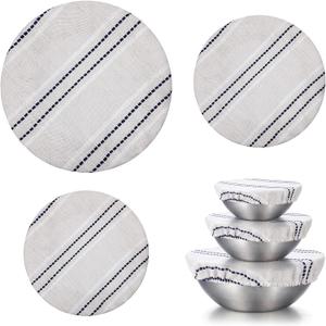 3Pcs 9/10/13 Inch Reusable Bowl Covers for Bread Proofing, Elastic Cotton Cloth Sourdough Cover, Bread Proofing Cover for Sourdough Rising and Food Storage