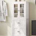 53.1" Tall Bathroom Storage Cabinet with 6 Doors and Adjustable Shlef, Bathroom Organizers and Storage, Linen Cabinet, Cupboard for Living Room, Kitchen, Entryway, White