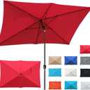 Blissun Rectangular Patio Umbrella, Table Market Umbrella with Tilt and Crank, Outdoor Umbrella for Garden, Deck, Backyard, Pool and Beach