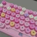 Colorful Wireless Keyboard and Mouse Combo, COVEVA 2.4GHz Wireless Retro Cute Round Keycaps Keyboard, 104 Keys Full-Sized Keyboard Mouse Set with Switch Button for PC Laptop Desktop (Pink Colorful)