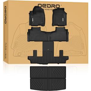 OEDRO Floor Mats & Cargo Mat Fit for 2021-2025 Chevrolet Suburban / 2021-2025 GMC Yukon XL 7-Seater, TPE All Weather 3 Row Floor Liners and Cargo Liners, Black