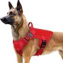 Rabbitgoo Tactical Dog Harness for Large, Heavy Duty Pet Harness with Handle, No-Pull Service Vest Large Breed, Adjustable Military Dog Vest for Training Hunting Walking, Red, L