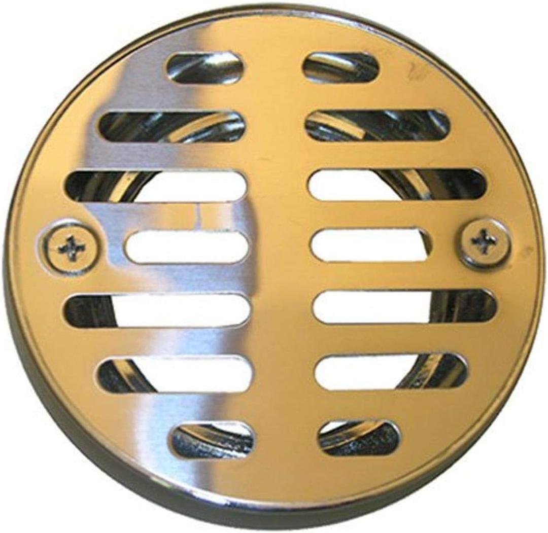 LASCO 03-1243 3-1/4-Inch with 2 Screws Shower Drain Grate, Chrome Plated