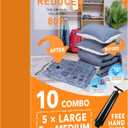 GONGSHI Vacuum Storage Bags, Space Saver Seal Bags For Clothing, Blankets, Comforters, Pillows, Clothes Storage,Travel Luggage.5 L 5 M