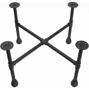 Industrial Round Coffee Table, Circle Wood Pottery Barn Coffee Table with Heavy Duty Metal Pipes Legs, Accent Cocktail Table Center Table with Open Shelf Storage for Living Room Home