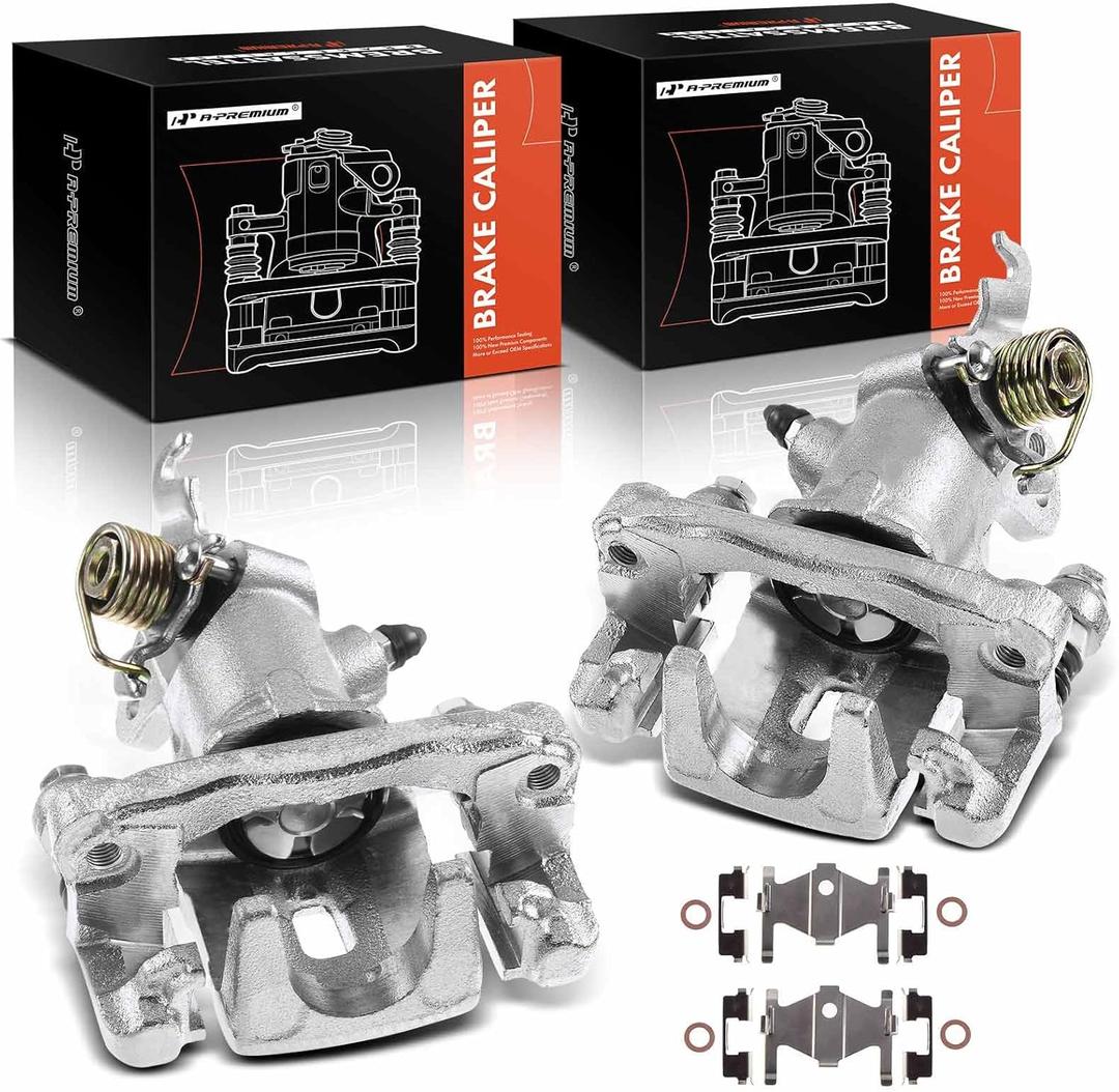 A-Premium Disc Brake Caliper Assembly with Bracket Compatible with Select Kia and Hyundai Models - Elantra 2005-2006, Tiburon 2004-2008, Spectra, Spectra5 2005-2009 - Rear Driver and Passenger Side