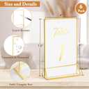 Floroom 6 Pack 4x6 Inch Clear Acrylic Sign Holders, Double-Sided Gold Display Stand Picture Frames for Table Numbers, Menus, Flyers, Weddings, and Offices