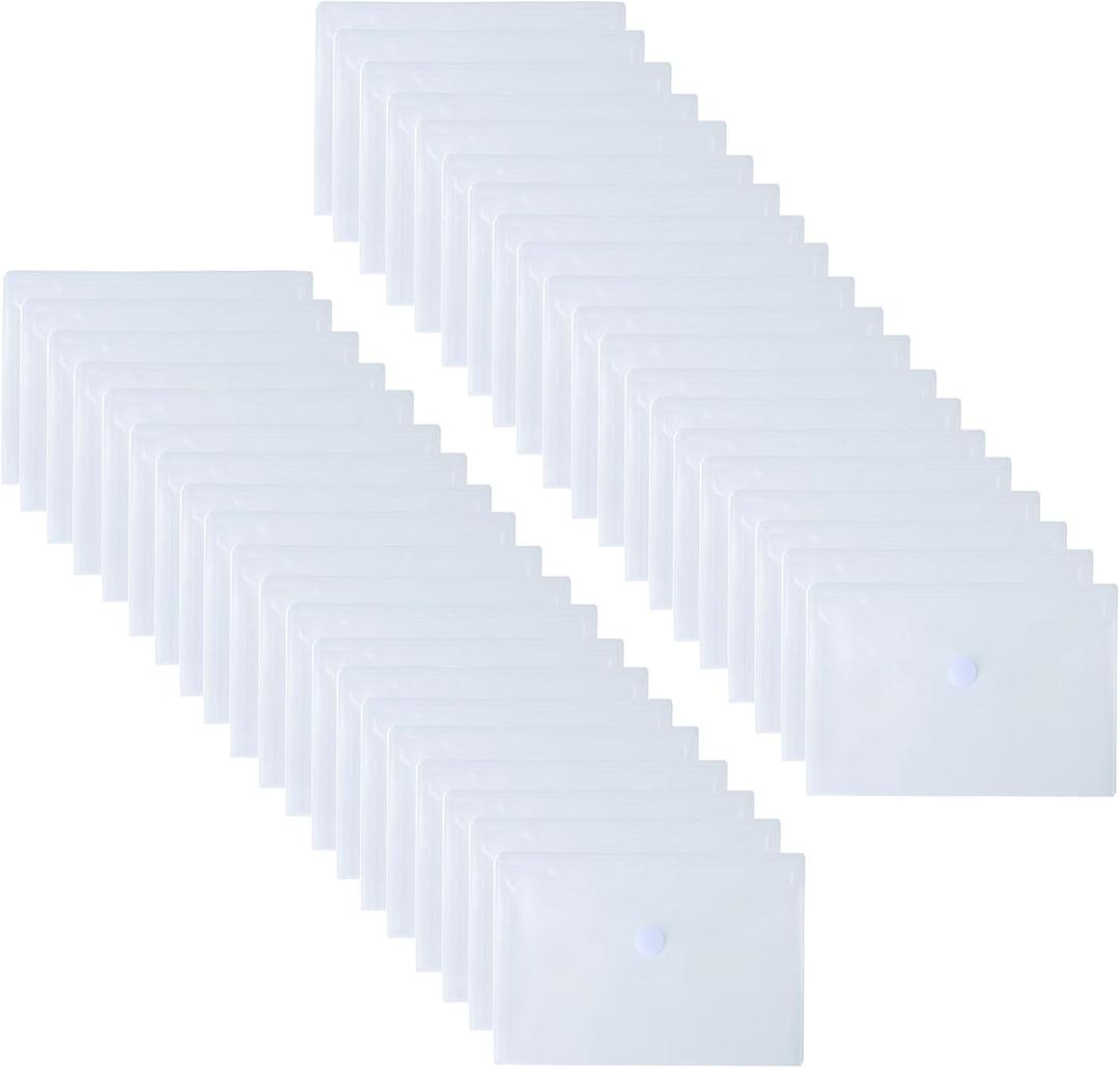 5.5 x 8.5 Clear Plastic Envelopes Cutting Dies Stencil Crafts Paper File Index Cards Holder 40 Pack Hook Loop Closure
