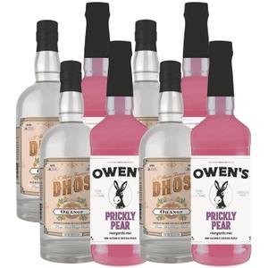 Dhs Handcrafted Non-Alcoholic Orange 750 ML Bottles w Owens Mixers Prickly Pear 32 OZ Bottles - Keto-Friendly, Zero Sugar, Zero Calories, Zero Proof - Perfect for Mocktails - Made in USA 