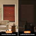 LazBlinds Cordless Blackout Bamboo Roman Shades, Room Darkening Blinds for Interior Windows, Thermal Insulated Roll Up Bamboo Blinds for Home & Patio, 35" W x 64" H, Papara Carbon