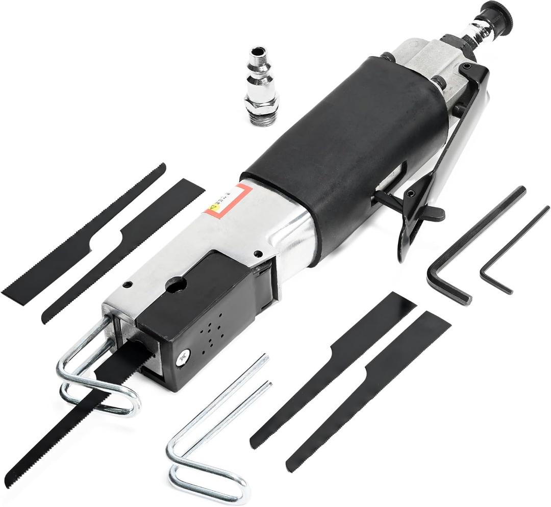 Air Reciprocating Saw Kit, Pneumatic Metal Cutting Saw Tools with 6pcs 24T 32T Blades, Handheld Power Metal Saw, Heavy Duty Aluminum Alloy Saber Saw
