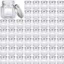 Nuogo 100 Pack 1.5oz Mini Hexagon Glass Jars Bulk for Wedding Small Honey Jars with Lids for Spice Canning Mason Gifts Candy Honey Wedding Party Favors DIY Crafts (Silver)