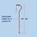 Medline Aluminum-Bronze Offset Walking Cane, Adjusts 29–38” & Supports Up to 300 Lbs. — Mobility Aid Provides Balance for Seniors & Adults