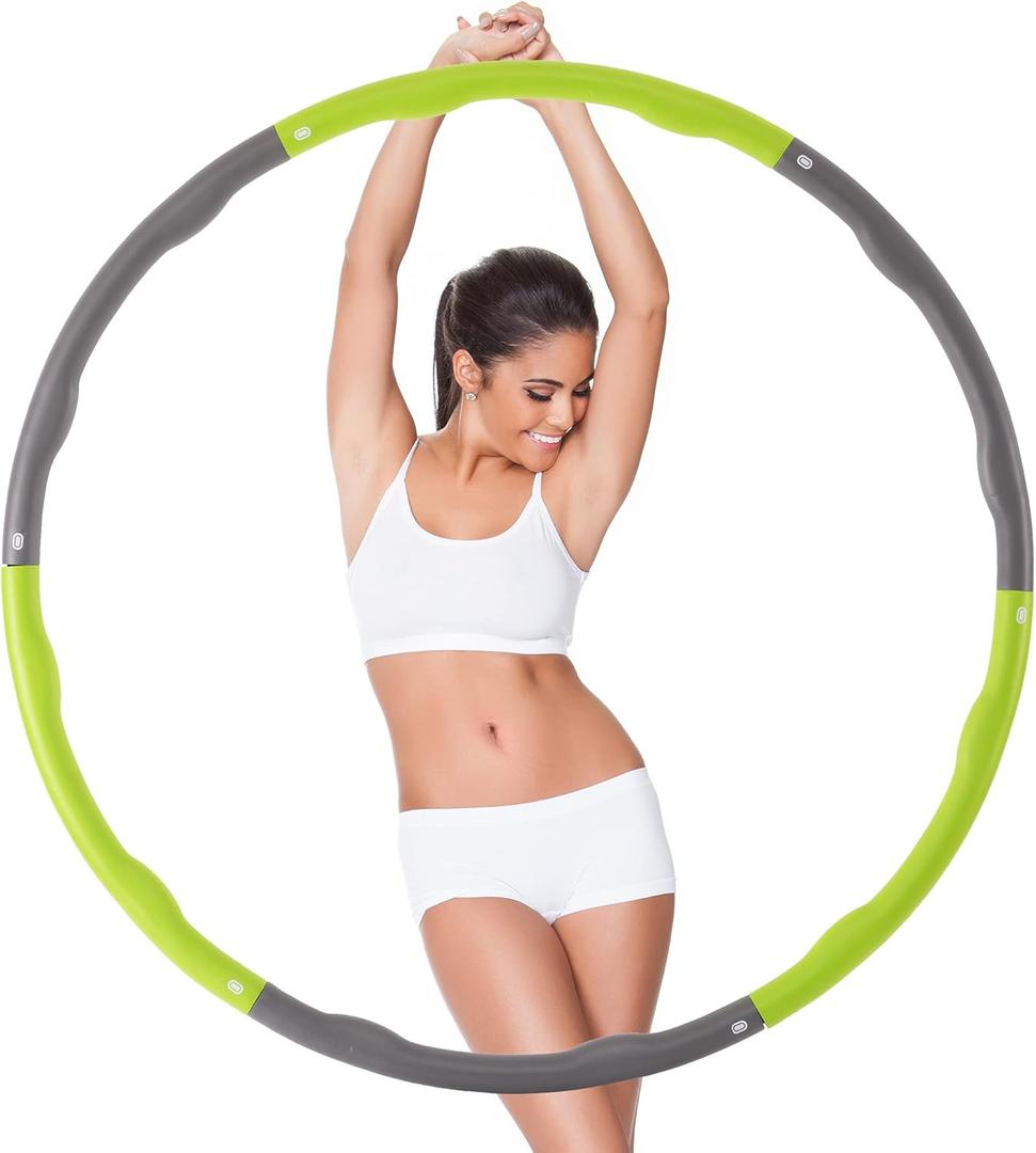 Ultrasport Hula Hoop, for strengthening Back and Abdominal Muscles, 6 Pieces That snap Together, Easy Assembly, Soft Foam, Fewer Bumps, for Beginners and Advanced Users (Green / Grey)