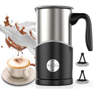 Electric Milk Frother, 4-in-1 Milk Frother and Steamer for Coffee - Warm & Cold Foam with Anti-burn Propeller, 350ml Capacity, Easy to Clean, perfect for Cappuccino, Latte, and Choc, BPA Free (Black)
