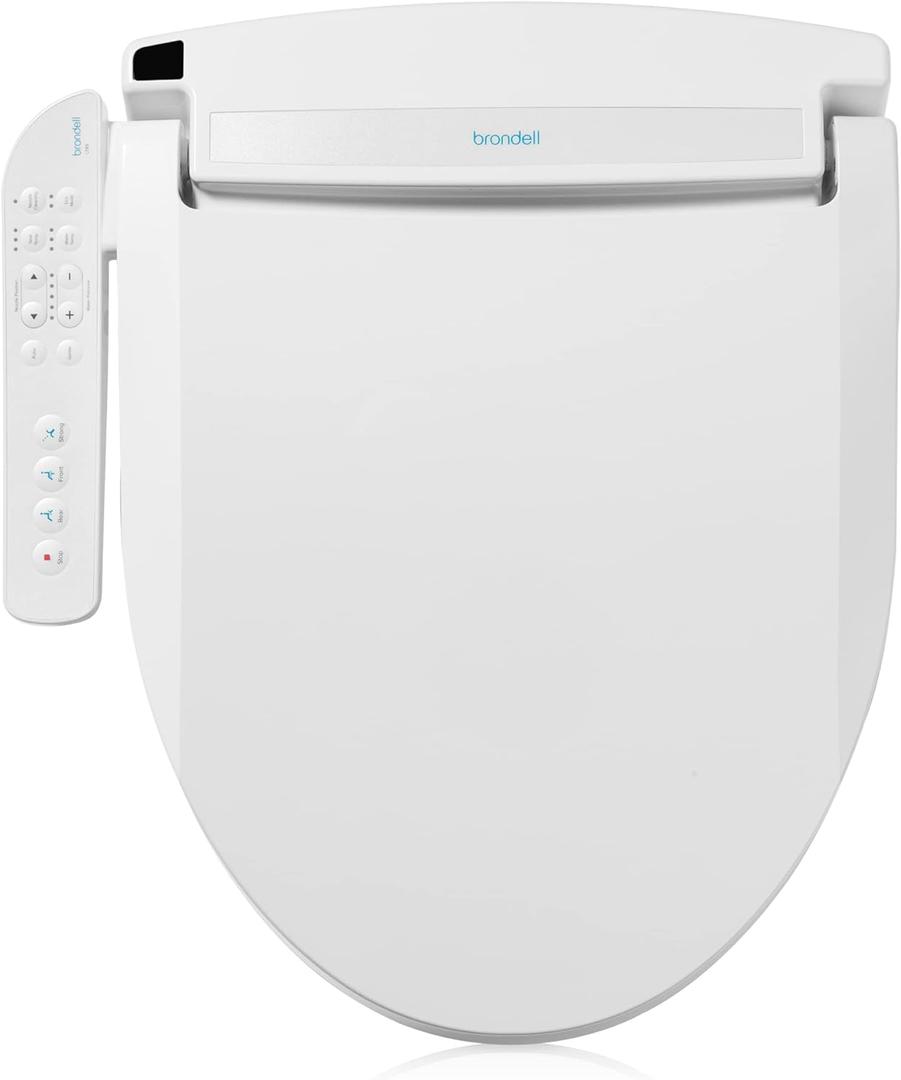 Brondell LT89 Electric Bidet Toilet Seat, Fits Elongated Toilets, White  Side Arm Control, Warm Water Wash, Strong Wash Mode, Stainless-Steel Nozzle, Nightlight and Easy Installation