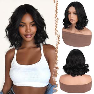 Premium Synthetic Lace Front Wig 1112 Inch Natural Curly Wig with Middle Part, Small Lace Front, Heat Resistant & Easy Care, 195g, 1B Natural Black
