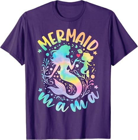 Cute Sea Mermaid Mom Mother’s Day Tie Dye Mermaid Mama T-Shirt S