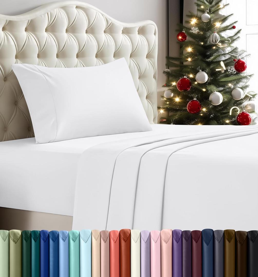 Utopia Bedding Twin Sheet Set 4 Piece Bed Sheets for Twin Size Bed, Hotel Luxury, Extra Soft, Cooling Bed Sheets - Wrinkle, and Fade Resistant (White)