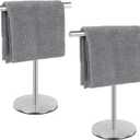 T-Shape Hand Towel Holder - Standing Hand Towel Rack for Bathroom or Kitchen Countertops, with SUS304 Stainless Steel Brushed Finish, Minimalist Style2 Pack