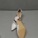 DREAM PAIRS Womens High Heels Strappy Closed Toe Stiletto Ankle Strap Pointed Toe D'Orsay Heel Dress Wedding Party Pumps Shoes (White/Pu, 6)