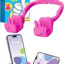 Valentines Day Gifts for Teens Girls Boy Kids Cell Phone Stand: Upgrade Adjustable Peace Sign Thumbs Lazy Phone Holder for Desk Cool Gadgets for iPhone Birthday Gifts for Teenager Adults (Hot Pink) (1)