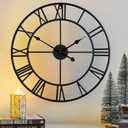 CLXEAST Silent 24 Inch Wall Clocks for Living Room Decor, Large Black Metal Roman Numeral Wall Clocks for Modern Farmhouse Home Decor,House Warming Gifts New Home