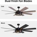 LuminFan 72 inch Large Ceiling Fans with Lights and Remote, Black Modern Ceiling Fan for Living Room, Patios, 6 Speed Reversible Quiet DC Motor, 8 Blades, Easy to Install