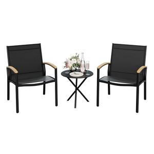 Vongrasig 3-Piece Patio Bistro Set, Outdoor Small Furniture Set Textilene Fabric Conversation Bistro Sets Porch Chairs with Coffee Table for Patio, Balcony, Porch,Yard (Black) Vongrasig 3-Piece Patio Bistro Set, Outdoor Small Furniture Set Textilene Fabric Conversation Bistro Sets Porch Chairs with Coffee Table for Patio, Balcony, Porch,Yard (Black)