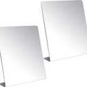 Amyhill 2 Pcs Counter Top Mirror Freestanding Single Self-Portrait Mirror Single Sided Acrylic Desk Glass for Tabletop Bedroom Office Bathroom Home Dorm (8.5 x 9 Inch)