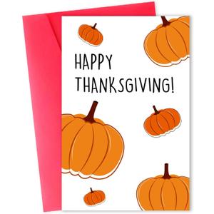 3 x Funny Thanksgiving Pumpkin Card for Him Her, Happy Thanksgiving Greeting Cards for Autumn Party, Best Thanksgiving Card Gift Idea for Kids Boy Girl Friend Family (ACH-014)