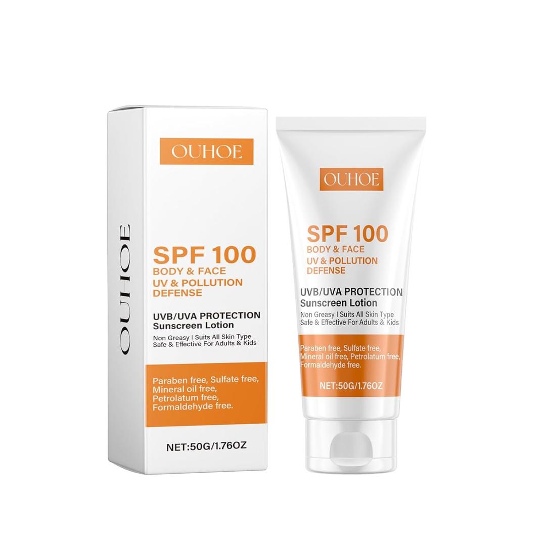 Sunscreen SPF 100, Sunscreen For Body & Face, Broad Spectrum SPF + Antioxidants, Oil Free, For Sun Sensitive Skin, Oxybenzone Free