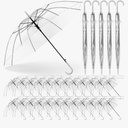 Reginary 30 Pieces Wedding Umbrellas Bulk Auto Open Stick Umbrellas with White European J Hook Handle Windproof Large Canopy Umbrella for Outdoor Wedding Bride Groom Photography Golf