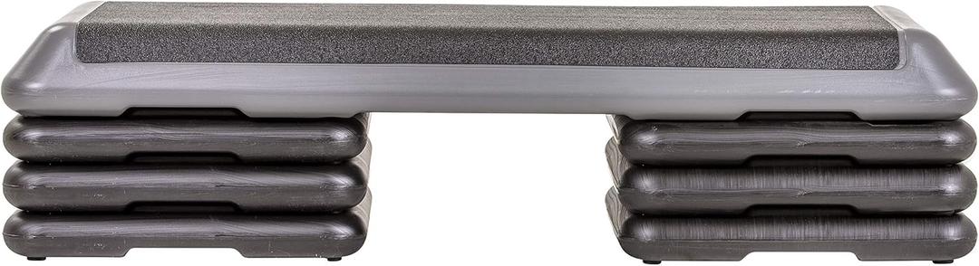 The Original STEP Exercise Step Platform, Health Club Size Stepper for Exercise at Home with 4 Stackable Risers for Height Adjustments (Grey)