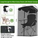 63"H Mosquito Net Cover for Canopy Chair, Bug Barrier Mosquitos Mesh Tent Black Chair Mosquito Netting with Zipper Opening 35"X32" Waterproof Roof for Fishing Camping Chair Outdoor, Chair Not Included