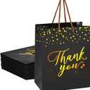COGLARING thank You Bags, 20Pcs Medium Gift Bags 10x8x4.8 Inch, Black and Gold Paper Gift Bags with Handles for Weddings, Bridal Shower, Retail Gifts