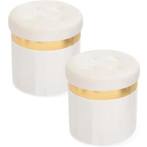 Small Ottoman with Storage,Folding Round Ottoman with Gold Trim,Velvet Storage Stool,Foot Stool with Soft Padded,Foot Rest for Living Room13x13x12.4(Beige,2pcs)