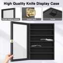 Knife Display Case for Collections, Pocket Knife Display Case with Acrylic Glass, Lockable Storage Cases with Removable Shelves, Wall-Mounted 6-Layer MDF Cabinet, Black