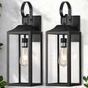 19" Large Outdoor Light Fixture 2 Pack, Porch Lights Sconce Exterior Lighting Fixtures, Black Outside Lights for House Modern Wall Lantern, Anti Rust Outside Coach Lamps for House, Doorway, Garage (Black(No Sensor))