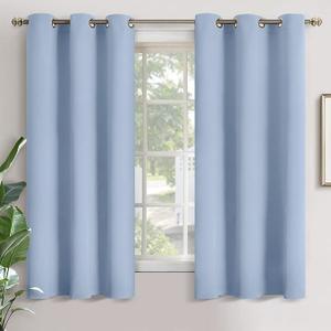 YoungsTex Baby Blue Room Darkening Curtains 63 Inch Long for Kids Bedroom - Grommet Thermal Insulated Blackout Window Drapes Privacy for Boy Nursery, 2 Panels, 42 x 63 Inch