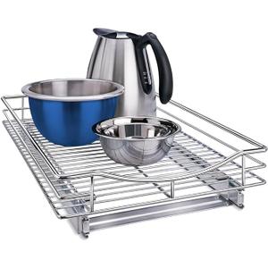 Pull Out Cabinet Organizer, Slide Out Drawers for Kitchen Cabinets - Sliding Pull-Out Pantry Shelves – Home Shelf Organizers 14"x21"x2.36" - Chrome