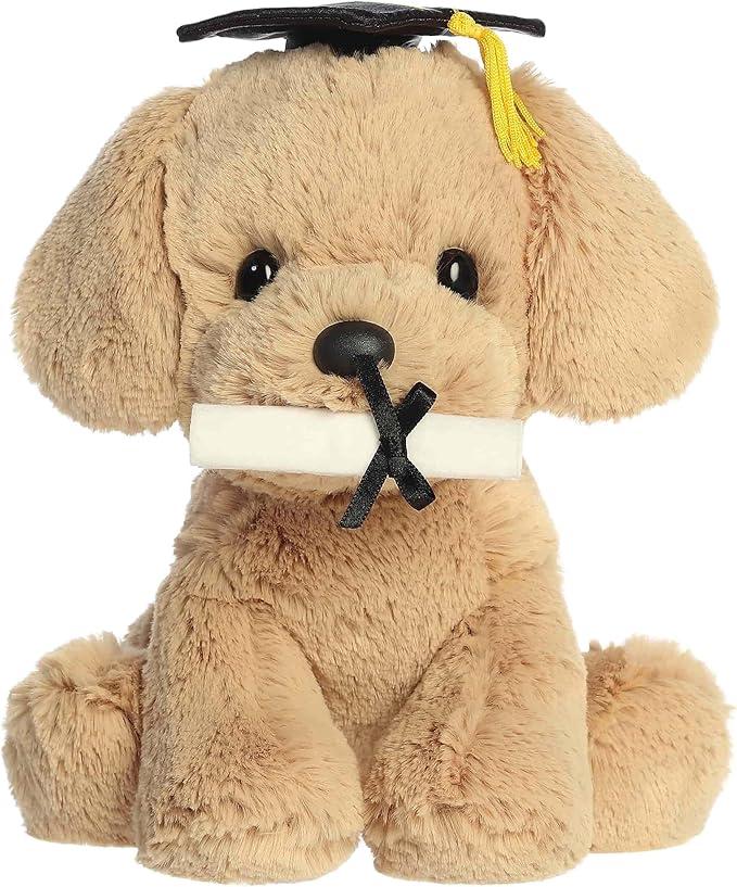 Aurora Commemorative Graduation Grad Retriever Pup Stuffed Animal - Soft Keepsake for Graduates - A Gift of Affection to Express Congratulations - Tan 8 Inches