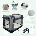 Fhiny Large Cat Carrier for 2 Cats, 24"x17"x17" Soft Dog Crate Collapsible Portable Travel Pet Carrier Bag Durable Breathable Foldable Kitten Carrier Bag for Puppy Cats Under 45 Lbs Grey