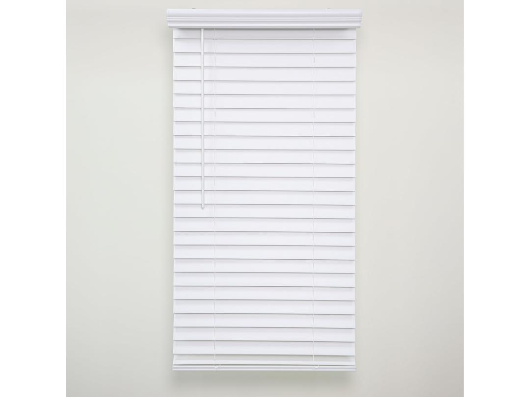 Eclipse 2in. Faux Wood Blinds, 27.5"W x 64"L in White - Cordless Window Blinds, Certified Safe for Children & Pets, Light Filtering, Wand Tilt and Smooth Easy Operation, Window Shades for Home