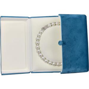 Velvet Pearl Display Box Jewelry Necklace Showcase Long Chain Holder Storage Case (Peacock Blue)